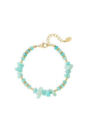 Bracelet Perles Différentes - Collection Pierres Naturelles Turquoise & Couleur Or Stone h5 