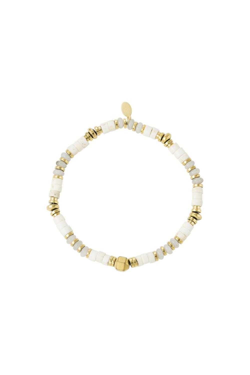 Bracelet Perles Joyeuses - Collection Pierres Naturelles Couleur Or Blanc Stone 