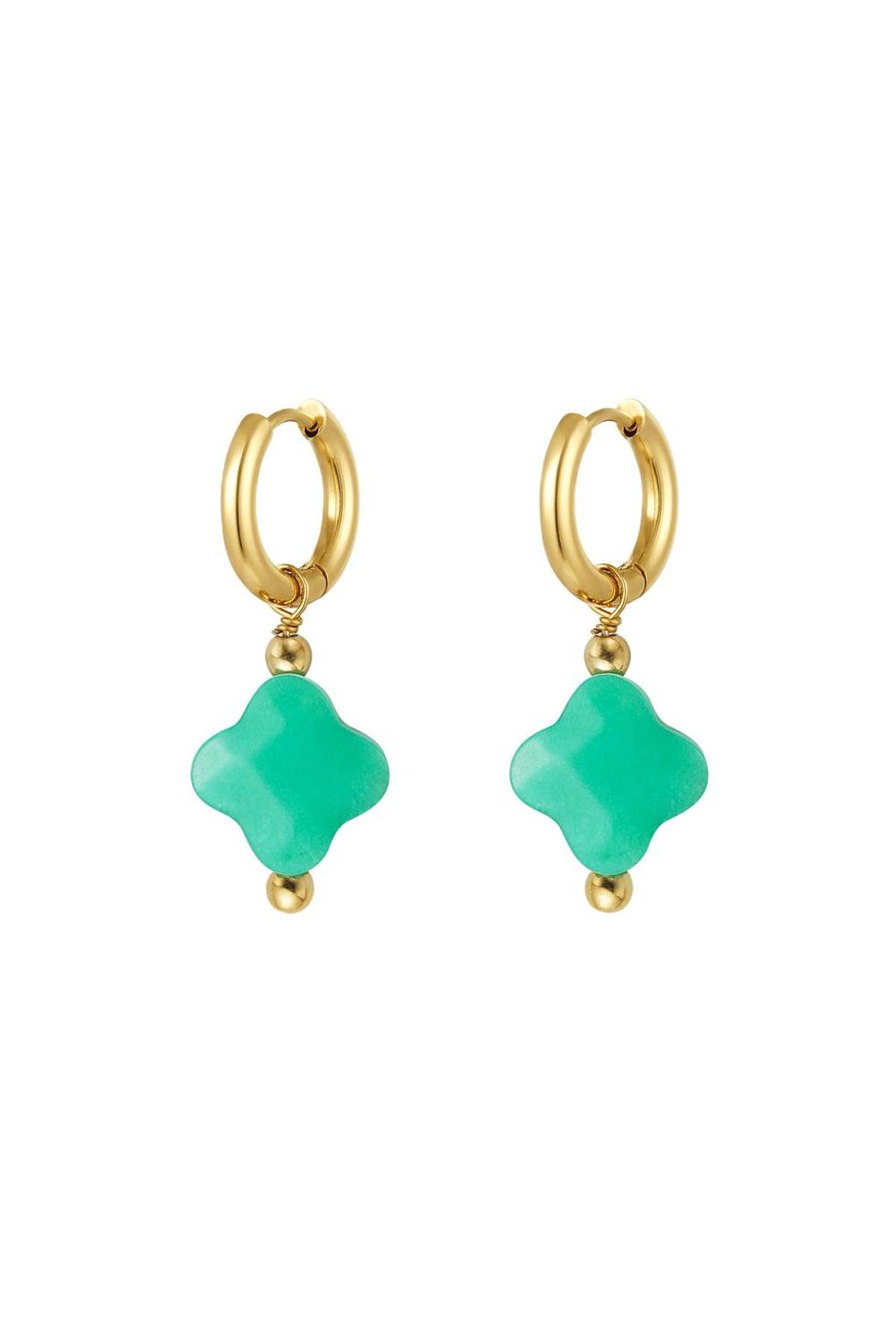Boucles D'oreilles Couleur Trèfle - Collection Pierres Naturelles Vert Acier Inoxydable 