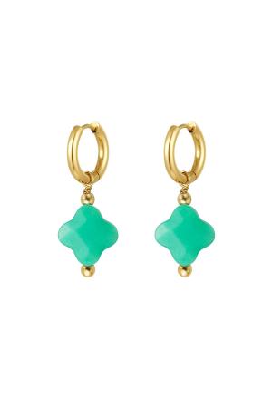Boucles D'oreilles Couleur Trèfle - Collection Pierres Naturelles Vert Acier Inoxydable h5 