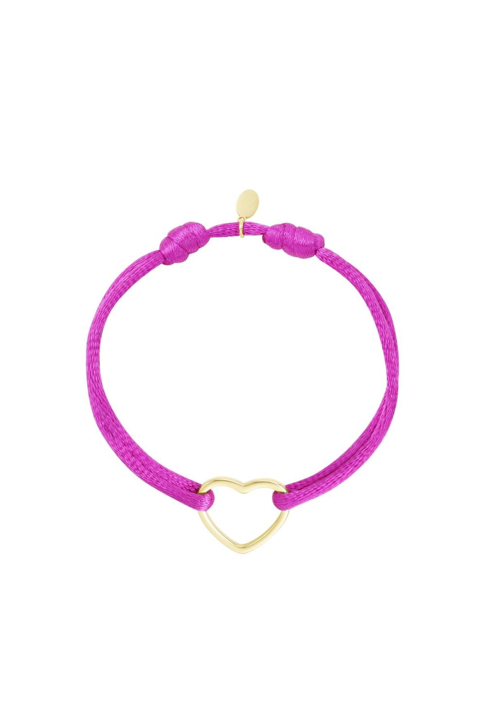 Bracelet En Tissu Rose Fuchsia Acier Inoxydable 