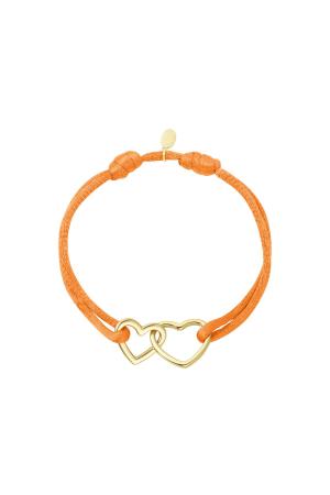 Bracelet Tissu Coeurs Rose & Couleur Or Acier Inoxydable h5 