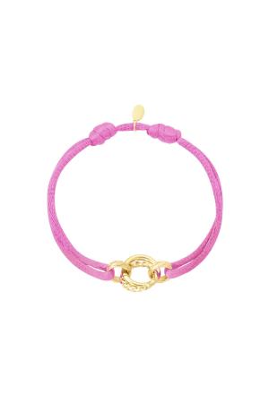 Cercle De Bracelet En Tissu Rose & Couleur Or Acier Inoxydable h5 