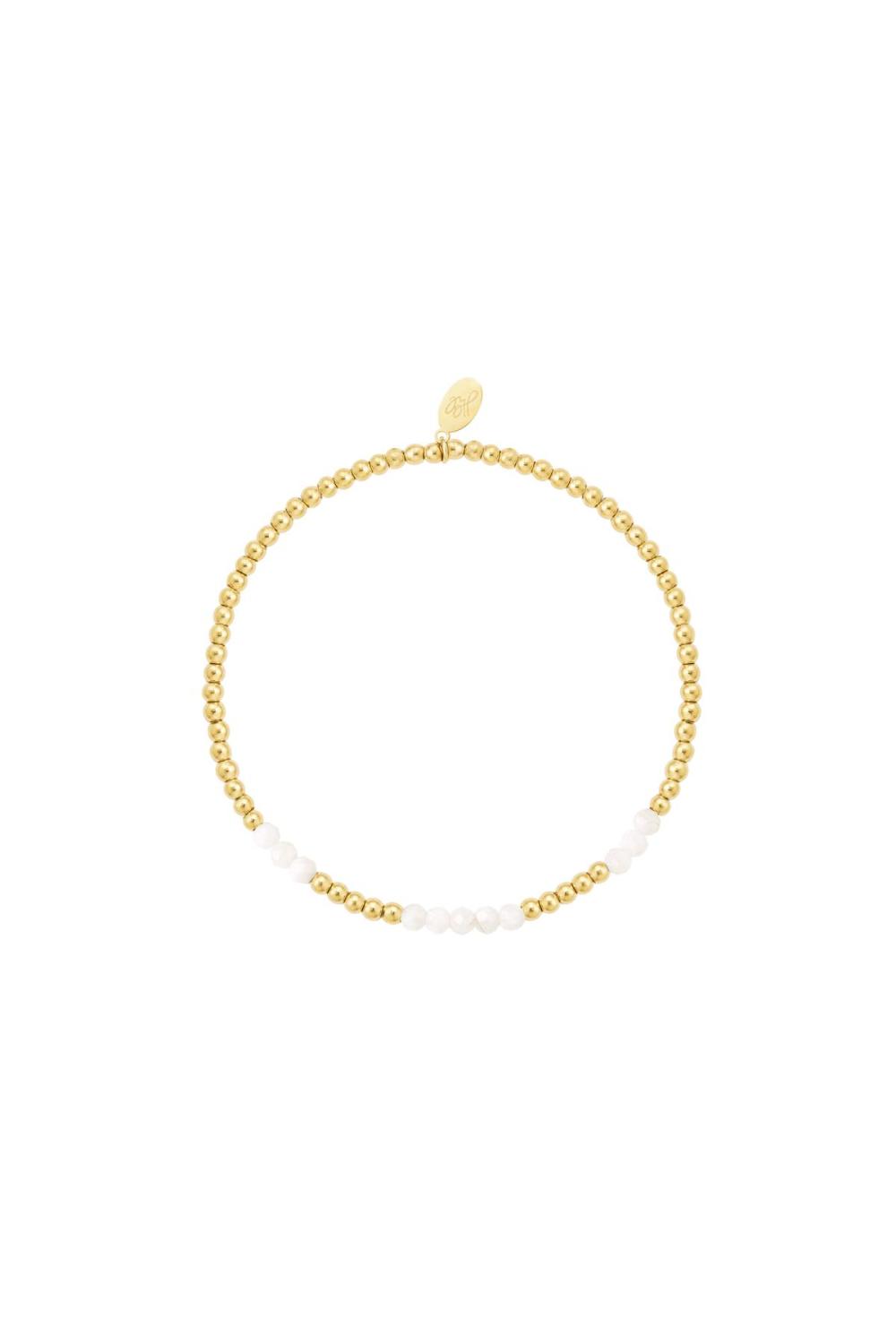 Bracelet Perlé Combiné - Collection Pierres Naturelles Couleur Or Blanc Stone 