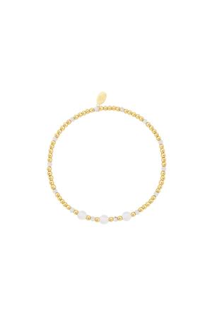 Bracelet Perlé Joyeux - Blanc - Collection Pierres Naturelles Couleur Or Blanc Acier Inoxydable h5 