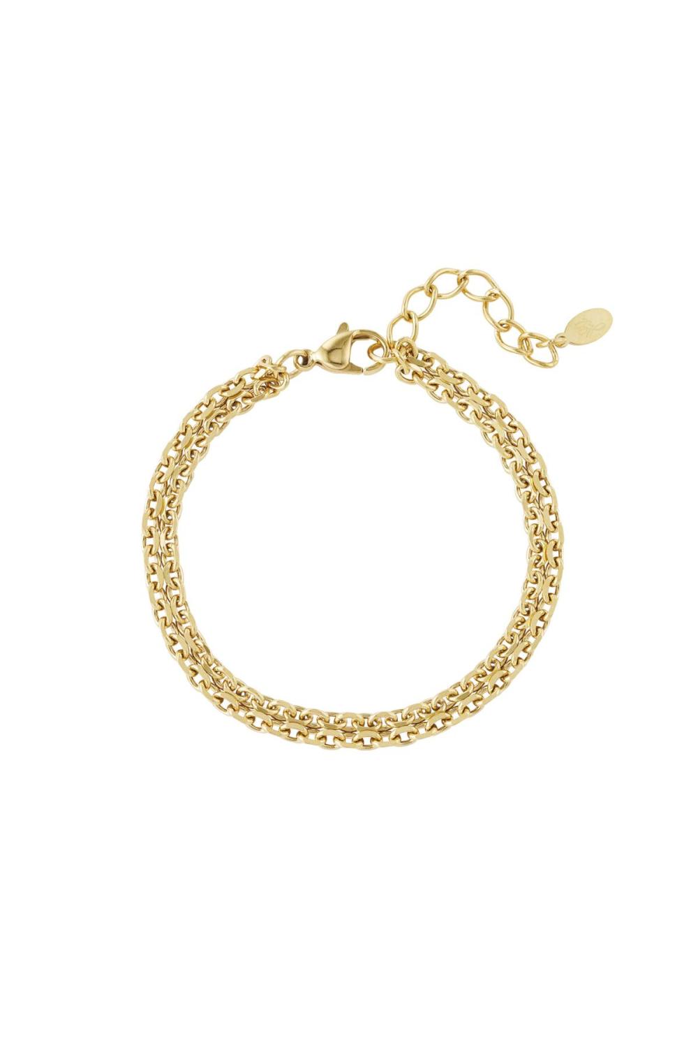 Bracelet Maillons Larges Couleur Or Acier Inoxydable