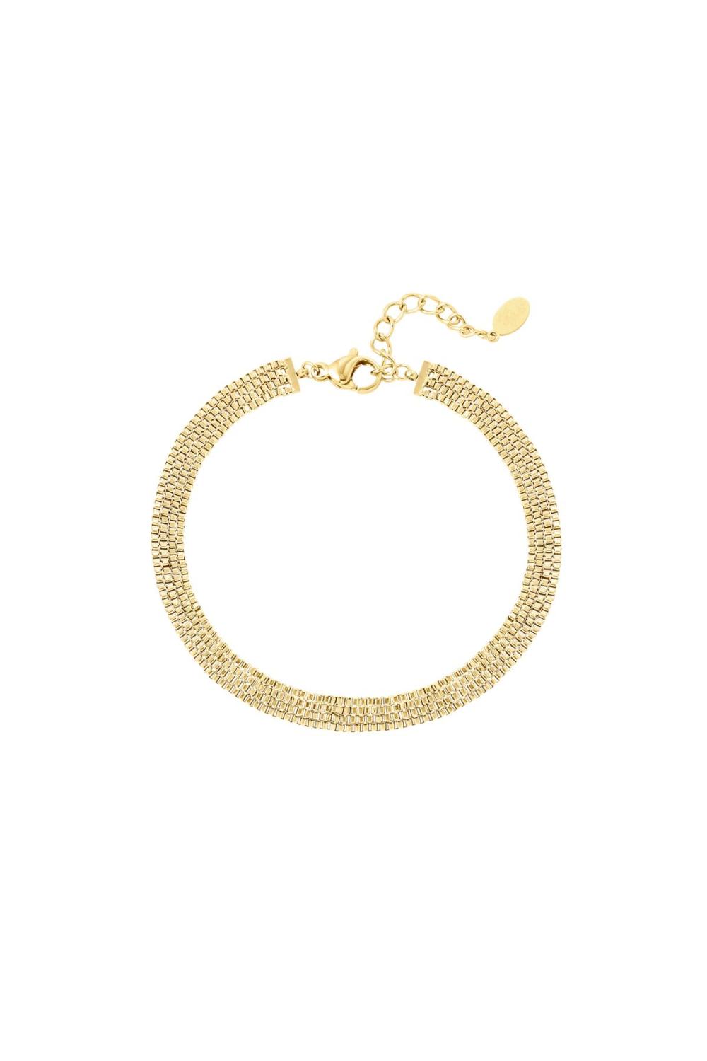 Bracelet Plat En Acier Inoxydable Couleur Or 