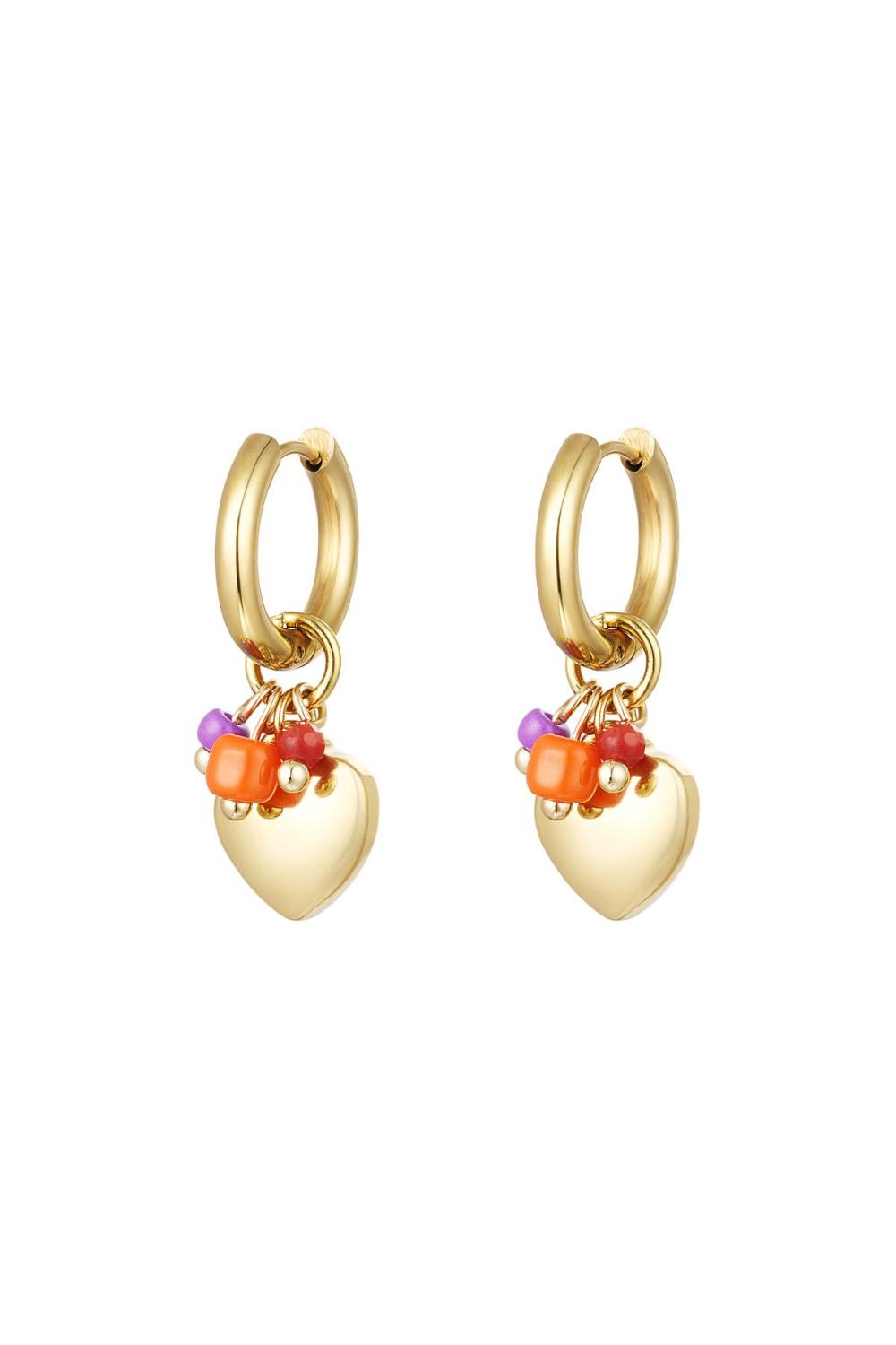 Boucles D'oreilles Coeur Avec Perles Acier Inoxydable 