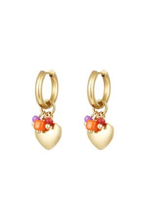 Boucles D'oreilles Coeur Avec Perles Acier Inoxydable h5 