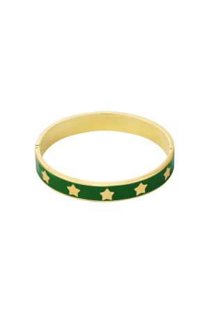 Bracelet Jonc Émail Étoiles Vert & Couleur Or Acier Inoxydable h5 