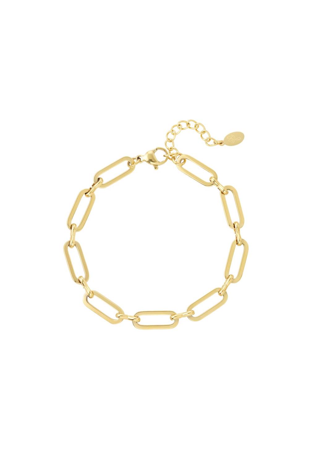 Bracelet À Maillons De Base Couleur Or Acier Inoxydable 