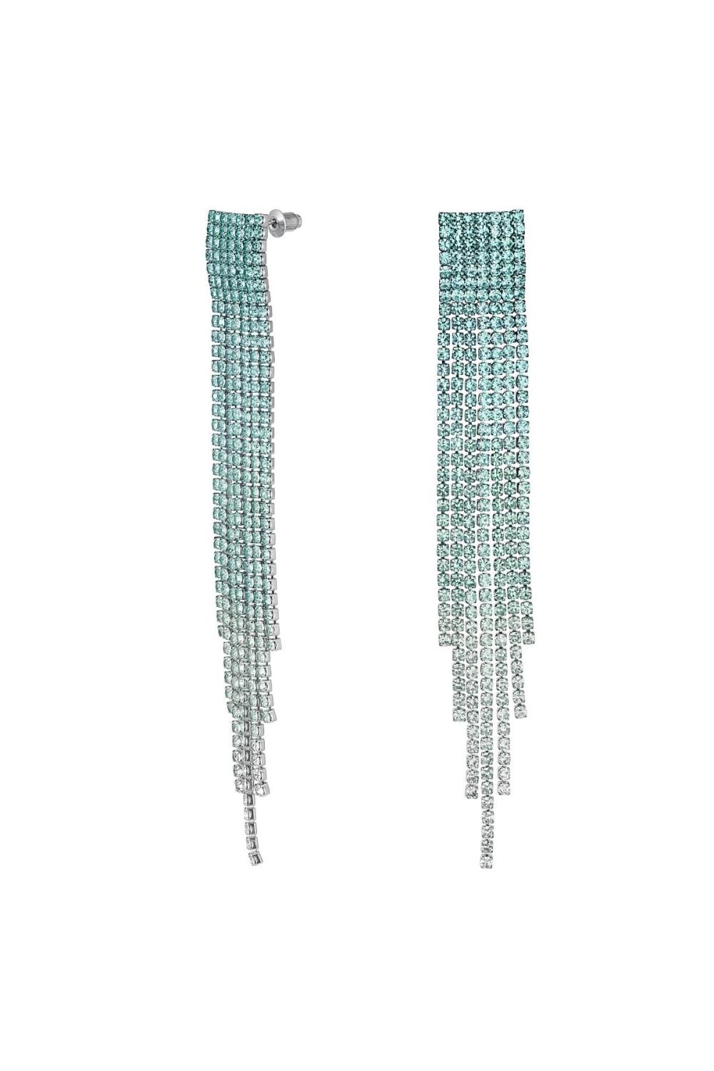 Boucles D'oreilles Strass Dessus Carré - Holiday Essentials Bleu & Argenté Cuivré 