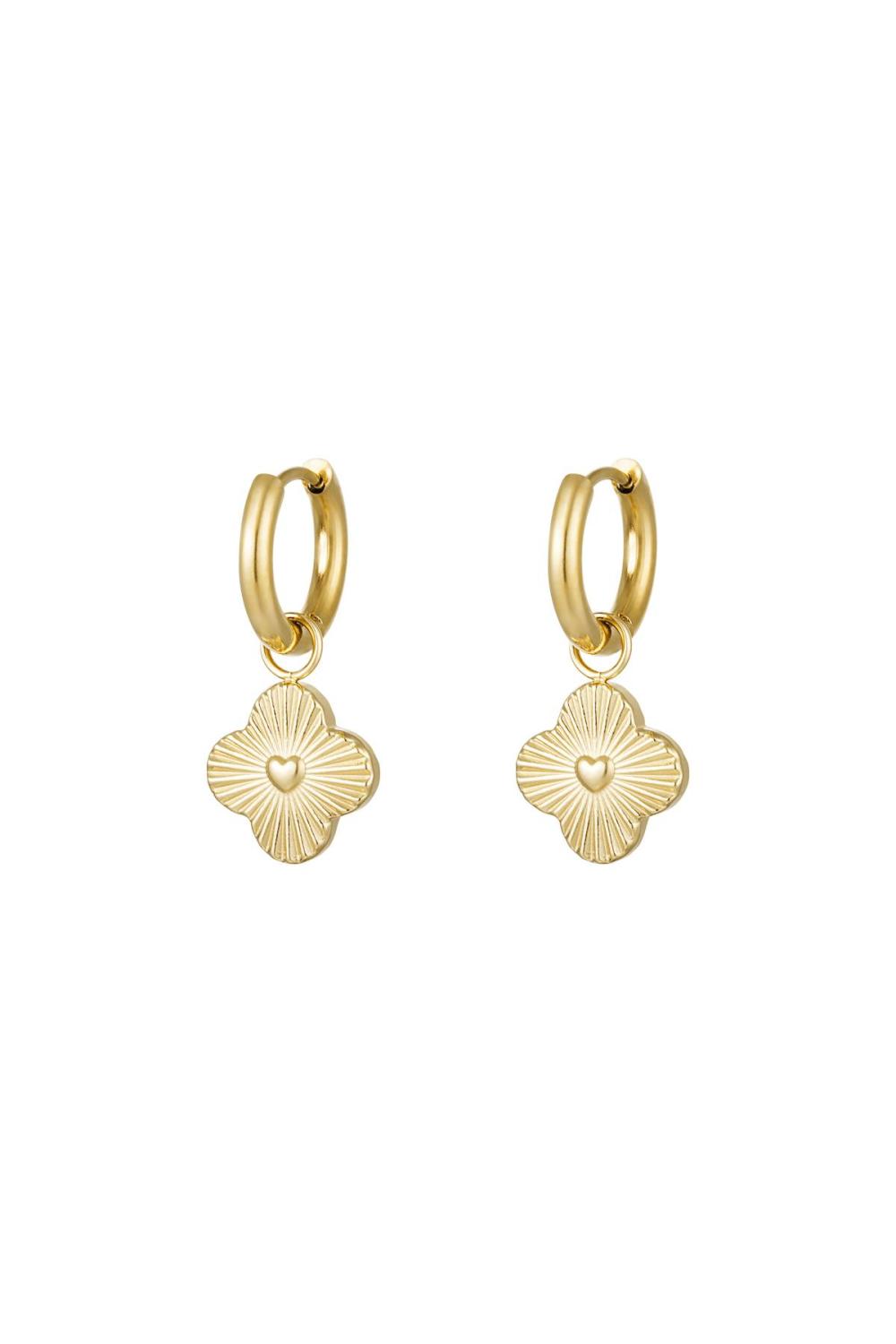 Boucles D'oreilles Coeur Fleur Acier Inoxydable 