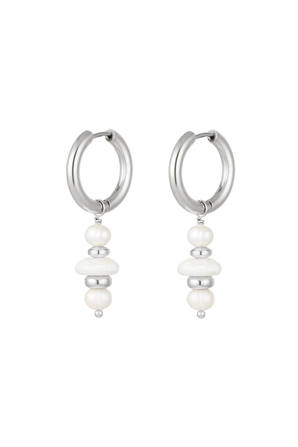 Boucles D'oreilles Perles Parfaites Argenté Acier Inoxydable 