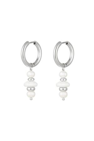 Boucles D'oreilles Perles Parfaites Argenté Acier Inoxydable h5 