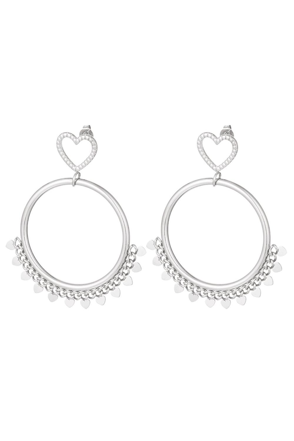 Boucles D'oreilles Avec Détails Coeur Argenté Acier Inoxydable