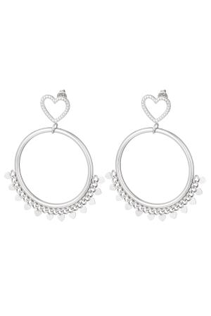 Boucles D'oreilles Avec Détails Coeur Argenté Acier Inoxydable h5