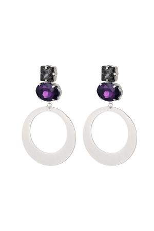 Boucles D'oreilles Rondes Avec Perles De Verre Argenté Acier Inoxydable h5 