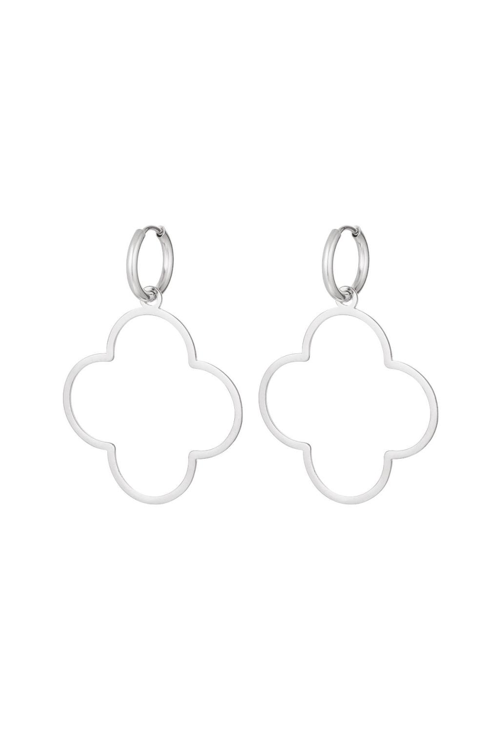 Boucles D'oreilles Grand Trèfle Argenté Acier Inoxydable