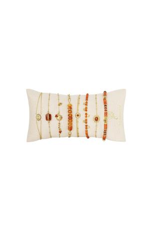 Bracelets Affichage Ensemble De Bijoux Coloré Couleur Orange & Couleur Or Acier Inoxydable h5 