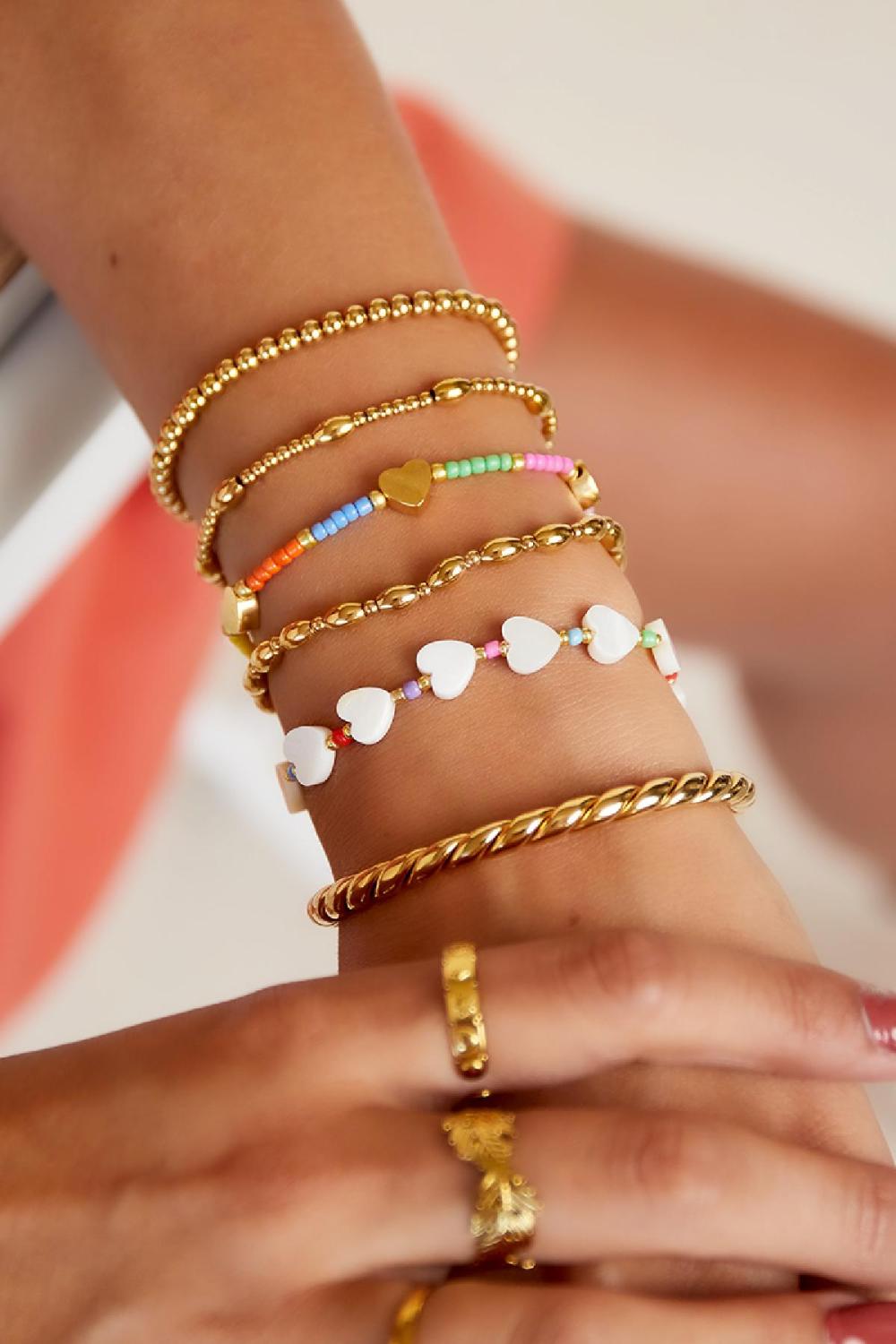 Bracelet Coeurs Dorés - Collection Rainbow Multicouleur Acier Inoxydable h5Image2