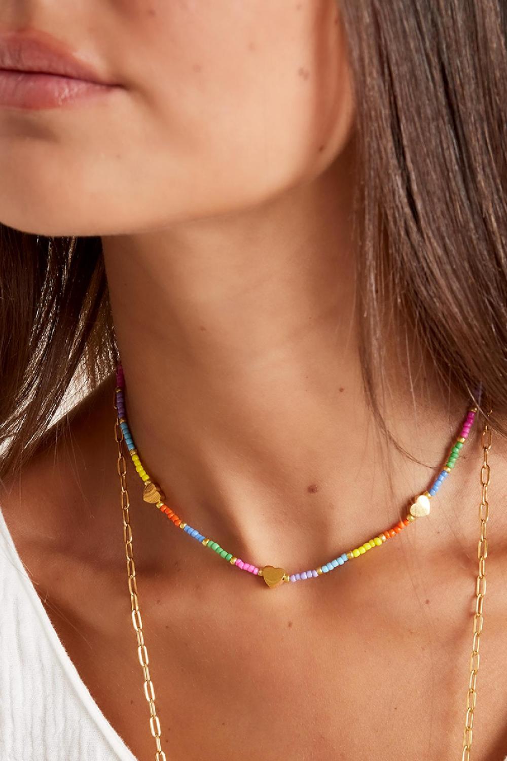 Collier Coeurs Dorés - Collection Rainbow Multicouleur Acier Inoxydable Image3