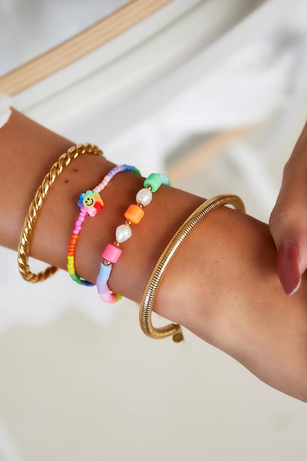 Bracelet Fleur Smiley - Collection Arc-En-Ciel Multicouleur Acier Inoxydable h5Image2