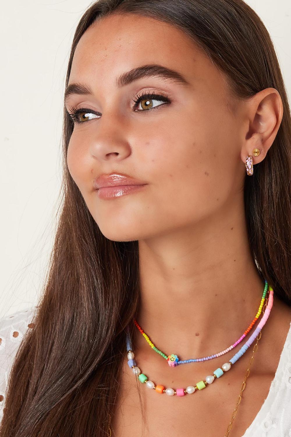 Collier Smiley Fleur - Collection Arc-En-Ciel Multicouleur Acier Inoxydable Image3