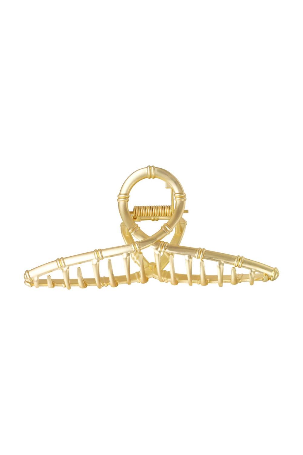 Grande Pince À Cheveux En Métal De Couleur Or Avec Des Accents De Faux Bambou Vieille Or 