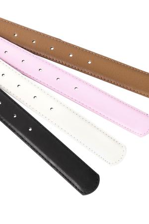 Ceinture En Cuir Pu Avec Double Boucle De Ceinture Rose Polyuréthane h5 Image4