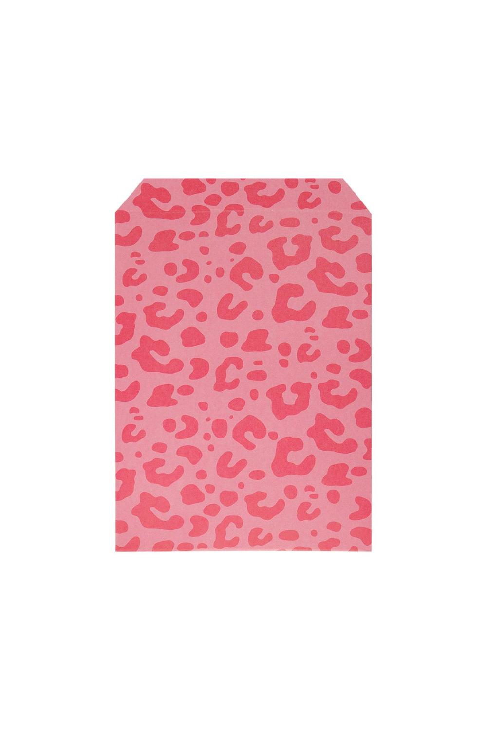 Sac En Papier Imprimé Léopard Petit Fuchsia 