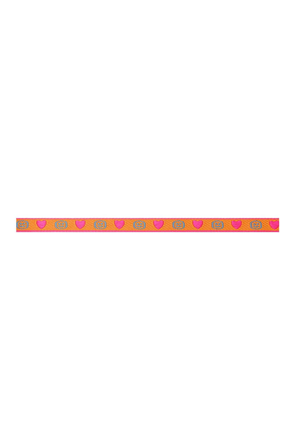 Bracelet Ruban Smiley & Coeur Orange Polyester 