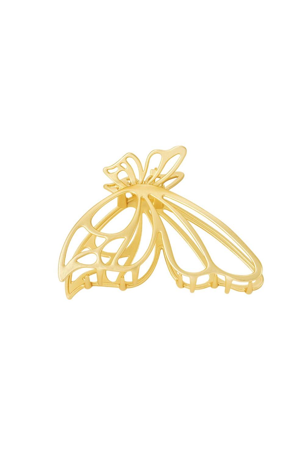 Barrette À Cheveux Papillon Couleur Or Métal 