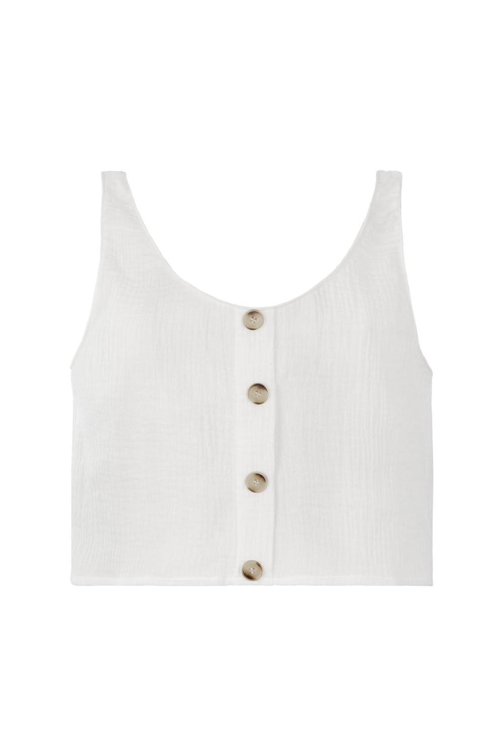 Coton Femmes Haut Sans Manches Boutonnage Avant 
