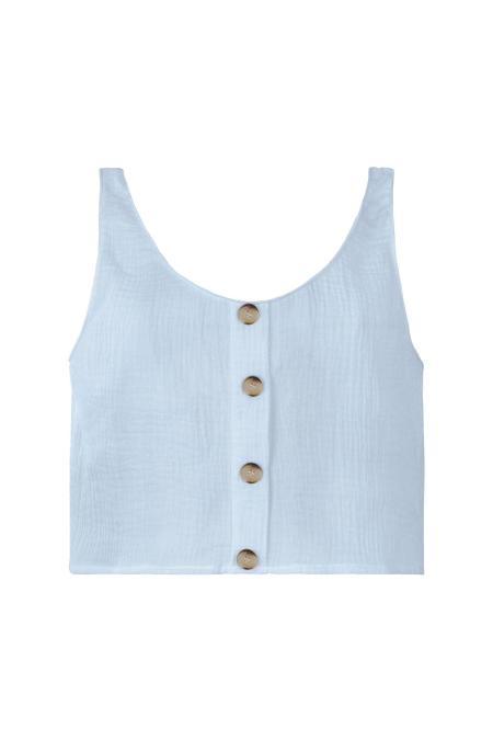 Coton Femmes haut sans manches boutonnage avant 2