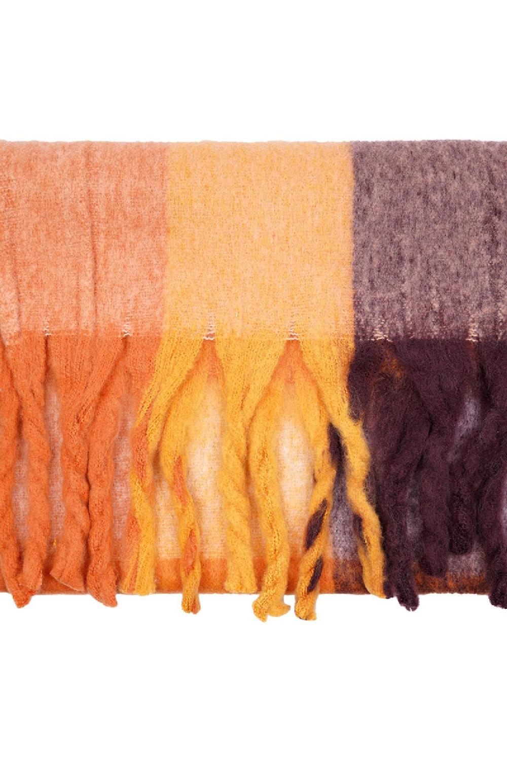 Écharpe À Franges Orange Polyester Image3