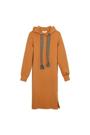 Coton Robe Mi-Longue Femme À Capuche Manches Longues h5 