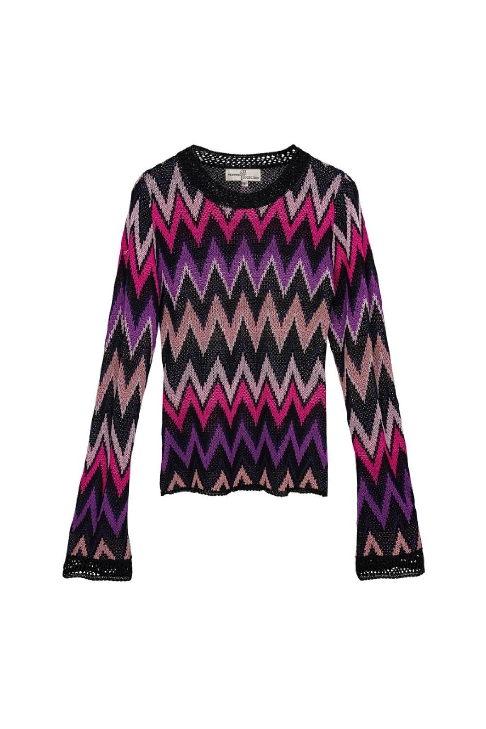 Pull Tricot Viscose Femme Motif Zigzag Élastique