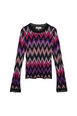 Pull Tricot Viscose Femme Motif Zigzag Élastique h5