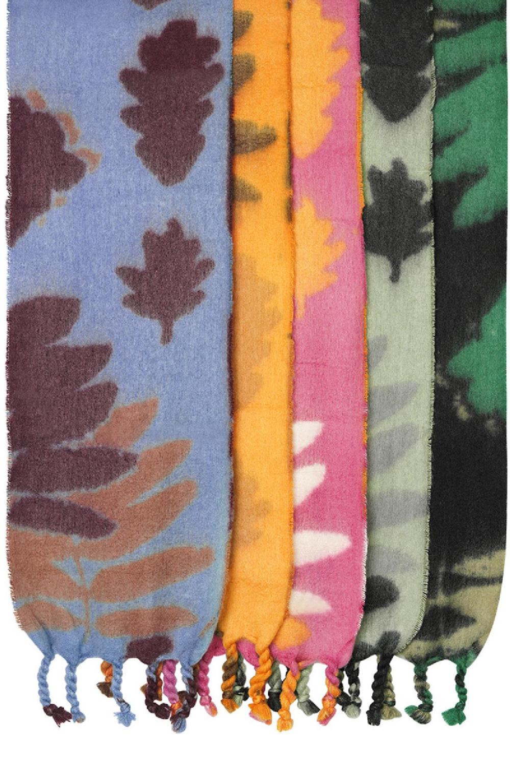 Écharpe D'hiver Fleurs Et Feuilles Orange Polyester Image4