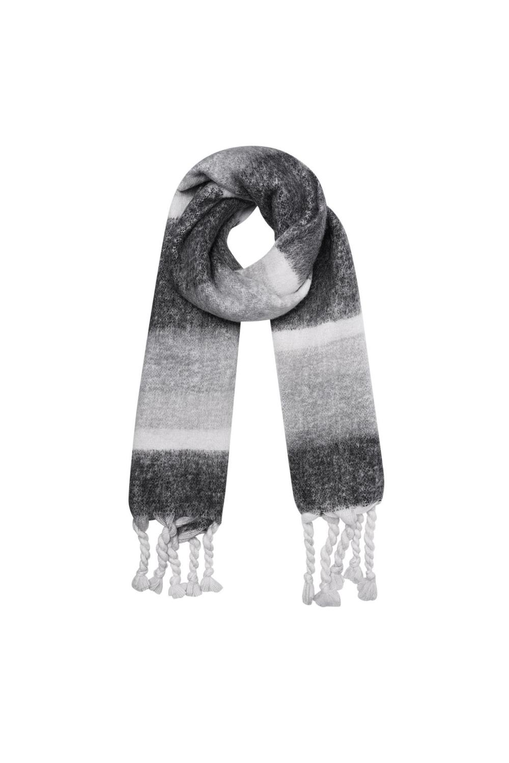 Écharpe D'hiver Effet Ombré Gris Foncé Polyester 