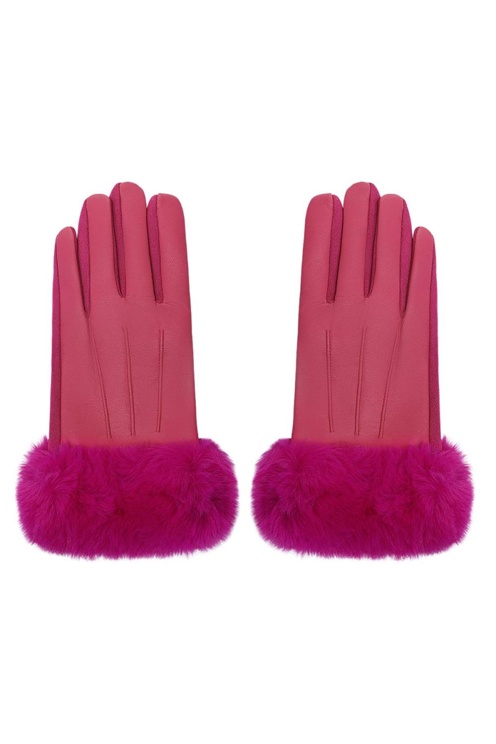Gants Avec Fausse Fourrure Et Aspect Cuir Vert Polyester Taille Unique 