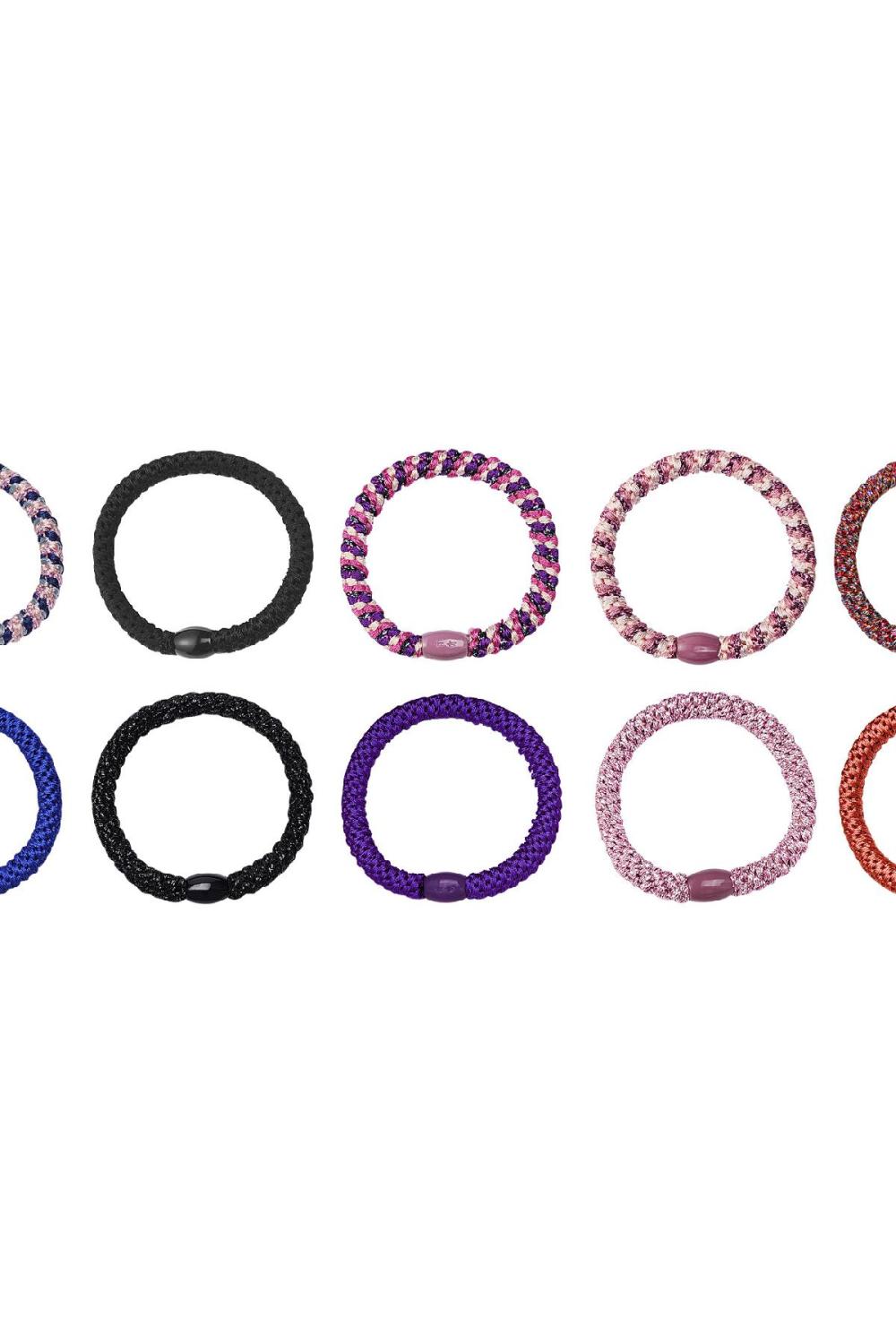 Bracelets Élastiques À Cheveux Multicouleur Polyester Image2