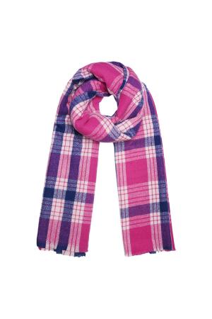 Écharpe À Carreaux Fuchsia Polyester h5 