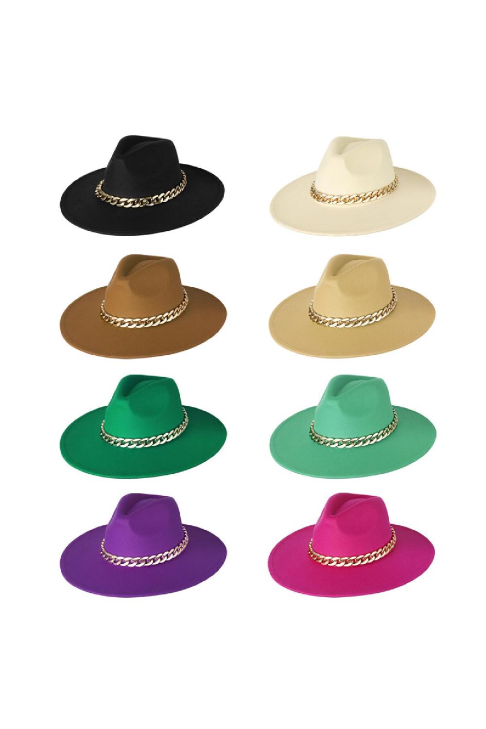 Chapeau Fedora Avec Chaîne Vert Polyester Image5