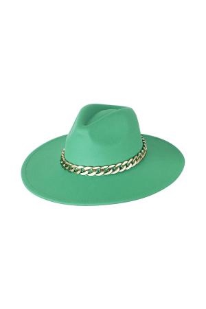 Chapeau Fedora Avec Chaîne Vert Polyester h5 