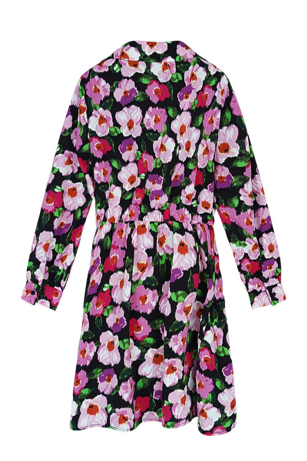 Robe À Fleurs Avec Bouton Noir Multicouleur S Image2