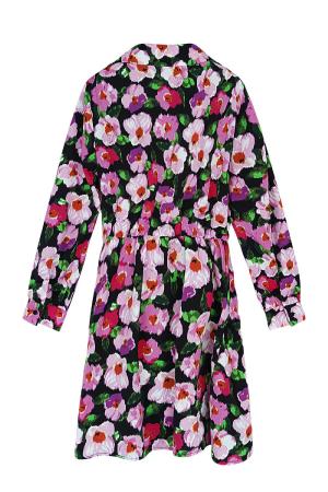 Robe À Fleurs Avec Bouton Noir Multicouleur S h5 Image2