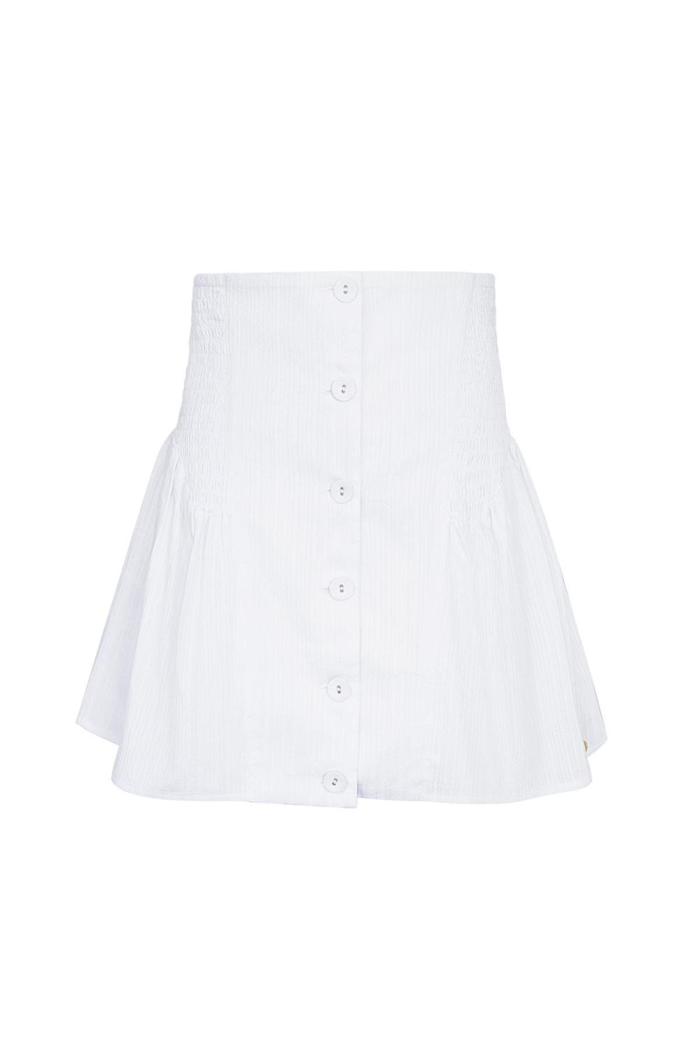 Coton Jupe Mini Femme Fermeture À Boutons Plis Détaillés 