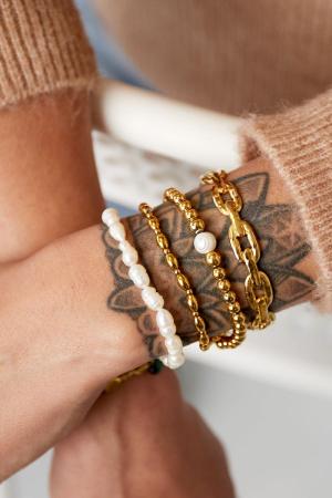 Bracelet En Acier Inoxydable Avec Perle Centrale h5 Image2